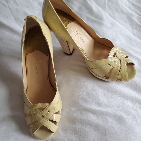 Cole Haan Nike Air Yellow Peep Toe Heels - Picture 3 of 16
